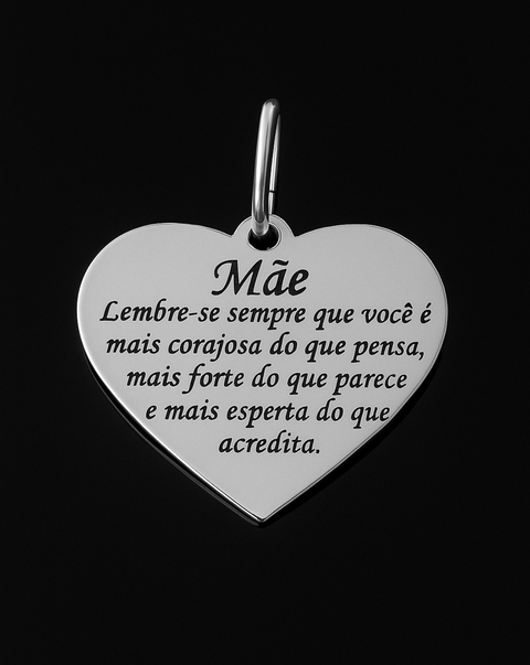 Pingente Coração com Frase Mãe em Prata 925 – Amor, Força e Homenagem - comprar online