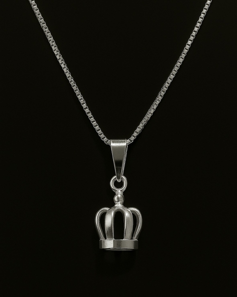 Pingente Coroa em Prata 925 – Design 3D Vazado - comprar online