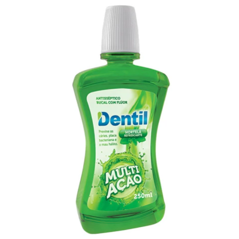 DENTIL ENXAGUANTE BUCAL MULTI AÇÃO HORTELÃ COM FLÚOR 250ML - comprar online
