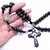 Qigo religioso de madeira antigo preto cruz rosário pingente colares jesus sant - comprar online