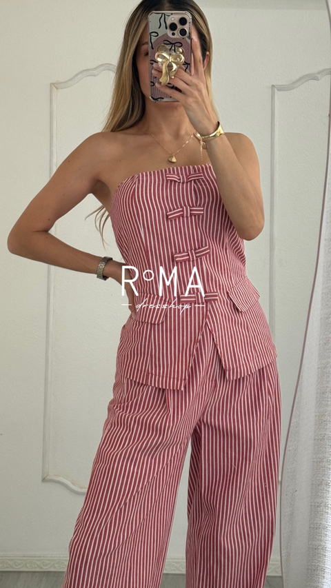 Set a rayas blanco/rojo