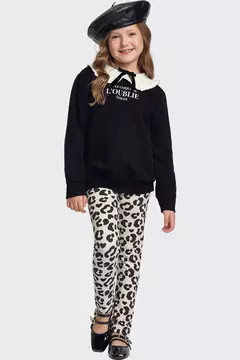 Conjunto Infantil Menina Blusão Moletom e Legging Fakini Preto