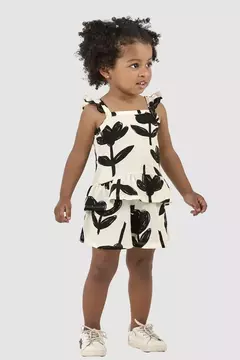Conjunto Infantil Menina em Malha Flamê Elian Natural