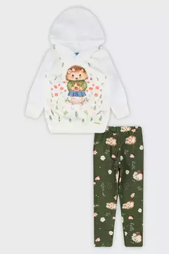 Conjunto Blusão com Capuz e Legging Infantil Menina Marlan Verde - comprar online