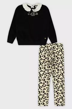 Conjunto Infantil Menina Blusão Moletom e Legging Fakini Preto na internet