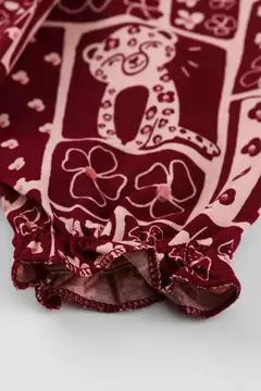 Conjunto Blusa Estampada Infantil Menina Elian Bordô - Fantástico mundo