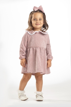 Vestido infantil Cotelê, acompanha laço