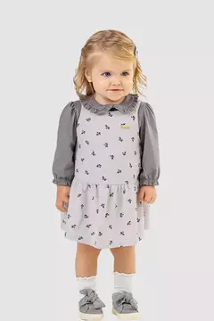 Conjunto Blusa e Vestido Bebê Menina Colorittá Cinza - comprar online