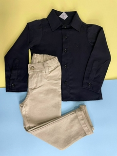 Conjunto manga longa preta e calça sarja - comprar online