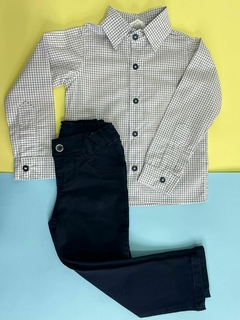 Conjunto camisa xadrez e calça em sarja - comprar online
