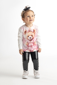 Blusa Tricô Infantil Menina Urso Balões
