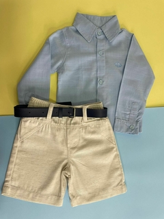 Conjunto de camisa manga longa e bermuda em viscolinho - comprar online
