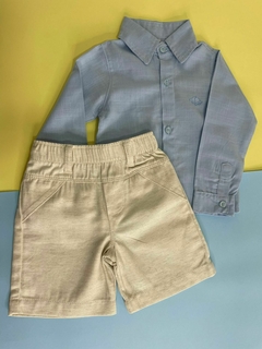 Conjunto de camisa manga longa e bermuda em viscolinho - Fantástico mundo
