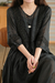 Three-quarter Sleeve Artistic Style Lace-up Dress Long V-neck Comely - comprar online