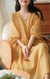 Three-quarter Sleeve Artistic Style Lace-up Dress Long V-neck Comely na internet