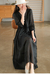Three-quarter Sleeve Artistic Style Lace-up Dress Long V-neck Comely - loja online