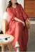 Imagem do Three-quarter Sleeve Artistic Style Lace-up Dress Long V-neck Comely