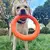 Imagem do 1pc laranja brinquedos para cães pet disco voador anel de treinamento extrator
