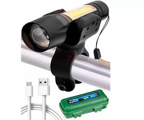 Kit de Lanterna para bicicleta Farol Dianteiro de Bike Led Recarregavel USB Zoom