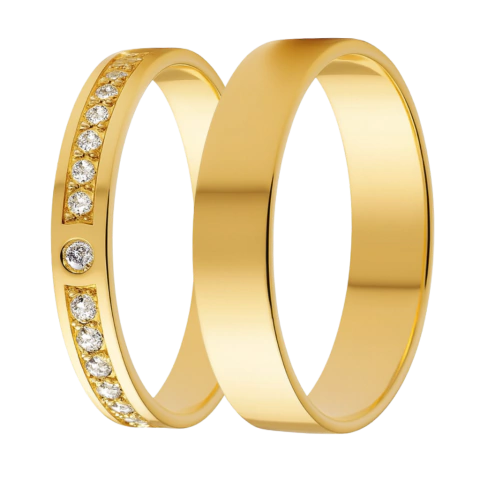 Par Aliança Reta 4mm Cravejada - comprar online