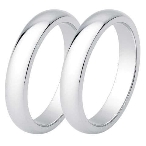 Par Aliança Prata Meia Cana 4mm - comprar online