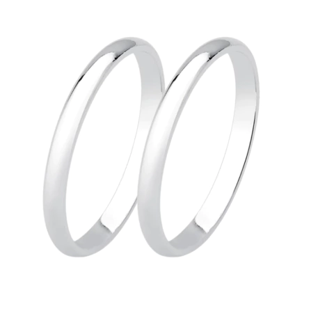 Par Aliança Prata Meia Cana 2mm - comprar online