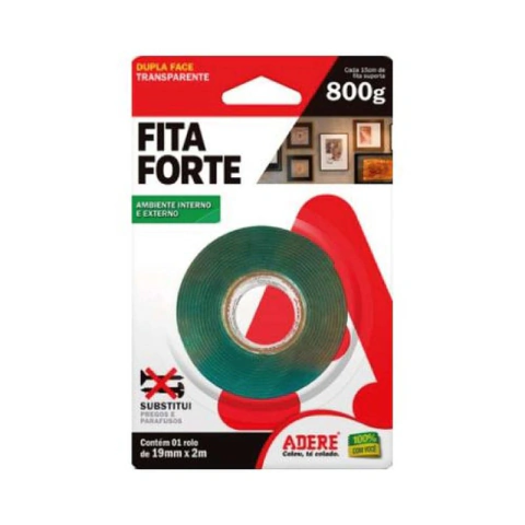 FITA DUPLA-FACE TRANSP.19 X 2M - ADERMAX