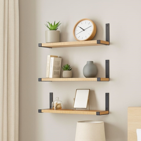 Kit 3 Prateleiras Industriais Suspensas 20x40cm Suporte Mão Francesa