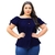 Blusa Feminina Ciganinha Ombros A Mostra Casual Lisa Crepe Acetinado Cor:Azul Ma
