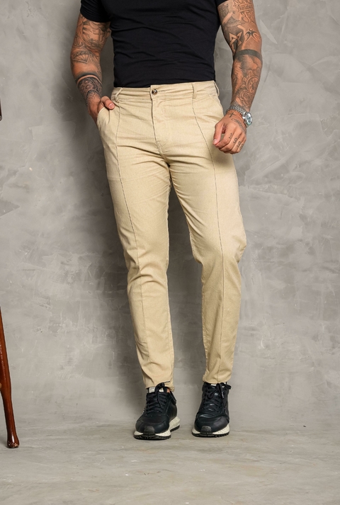 Calça Alfaiataria - Bege Clara c/ Vinco - comprar online