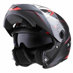 Casco Rebatible LS2 370 Easy stripe negro/rojo - comprar online