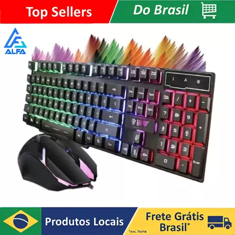Kit ALFA Teclado Mouse Gamer 3200dpi Semi Mecânico Rgb Led Original M300