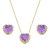 CONJUNTO DE CORAÇÃO FUSION LILÁS AMETISTA | BANHO OURO 18K - loja online