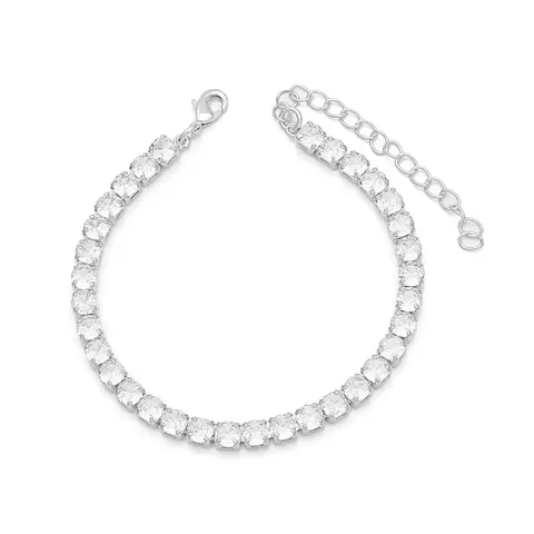 Pulseira Riviera de Zircônias 4mm Banho Prata 1000 Cravejada - comprar online