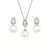 Conjunto Gota Com Pérola Cravejado Com Micro Zircônias | Banhado Em Ródio Branco - comprar online