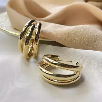 Argola Blogueira Tripla Banho Ouro 18K Ou Prata - comprar online