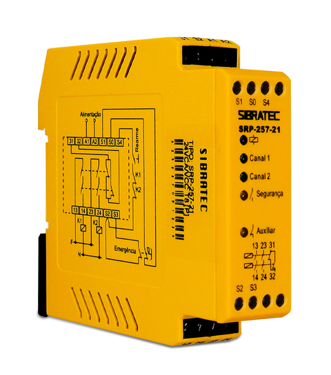 Relé de Segurança SRP-257-21 – 24V – Parada de Emergência Duplo Canal