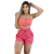 Short Feminino Malha Rosa Listrado AJustável com Top