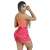 Short Feminino Malha Rosa Listrado AJustável com Top na internet