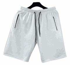 Bermuda Moletom Masculino Branco com Zíper