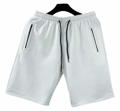 Bermuda Moletom Masculino Branco com Zíper - comprar online