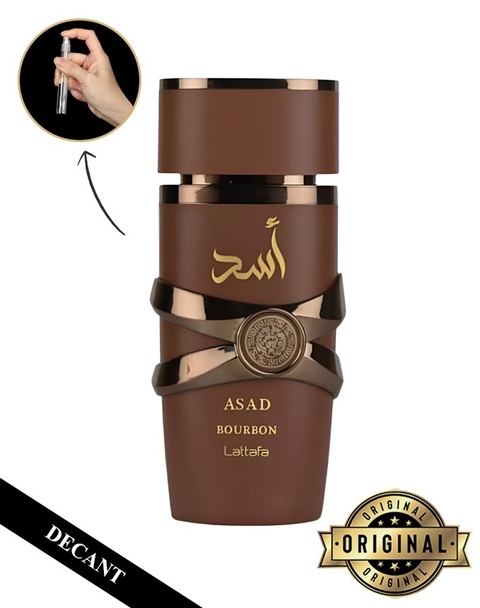 Decant Lattafa ASAD BOURBON Eau de Parfum - Perfume Árabe Masculino 2ml, 5ml e 10ml