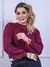 Blusa cropped feminina de tricot manga bufante lisa outono inverno na internet