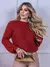 Imagem do Blusa cropped feminina de tricot manga bufante lisa outono inverno
