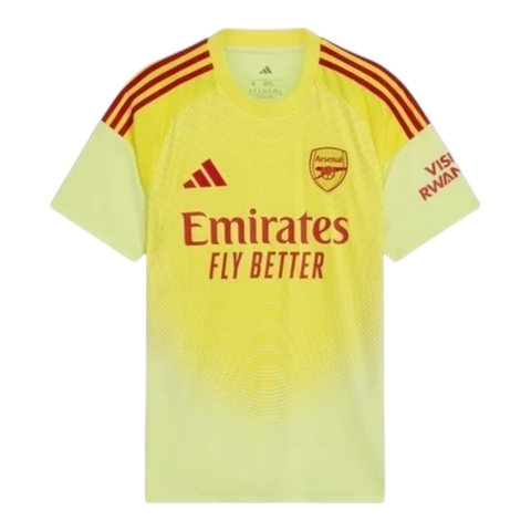 Camisa Arsenal Goleiro 25/26 - Torcedor Adidas Masculina - Amarela com detalhes em vermelho