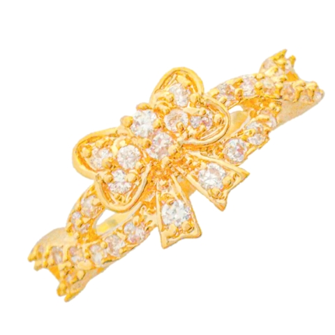 Anel micro zircônias laço folheado a ouro 18k
