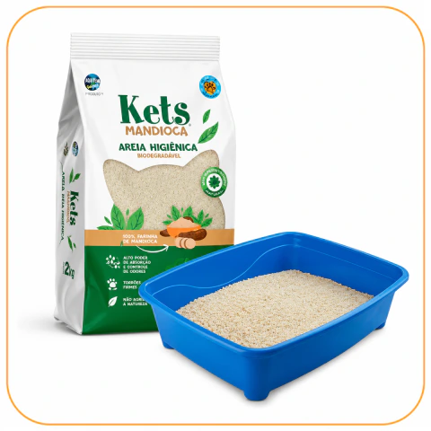 Areia Biodegradável Kets Mandioca 1kg