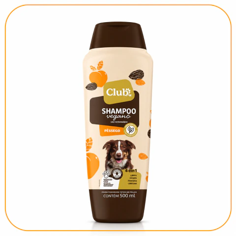 Shampoo Vegano 3 em 1 Pêssego 500mL Club Pet