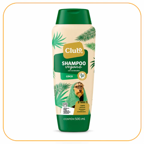 Shampoo Vegano 3 em 1 Coco 500mL Club Pet