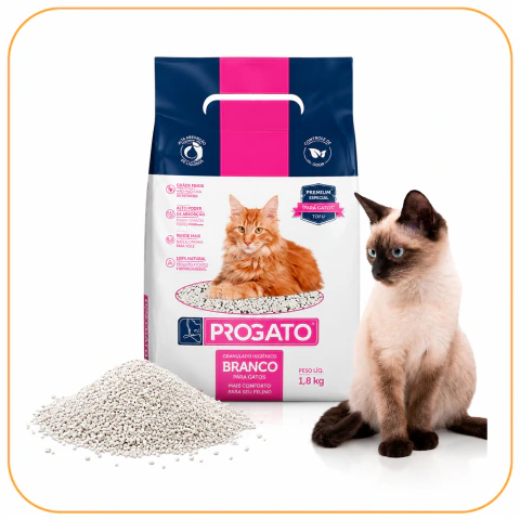 Areia Sanitária Progato Branca - 1 8Kg